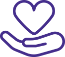 Make a donation icon. This is a hand with a heart above it.